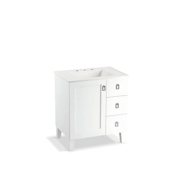 Vanity Cabinet, Free Standing, Linen White, 34-1/2 in H, 30 in W
